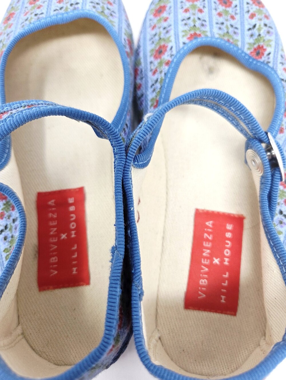 The Hill House x Vibi Venezia Mary Jane Flats Blue Floral Block Strip Womens 6 - Picture 8 of 10